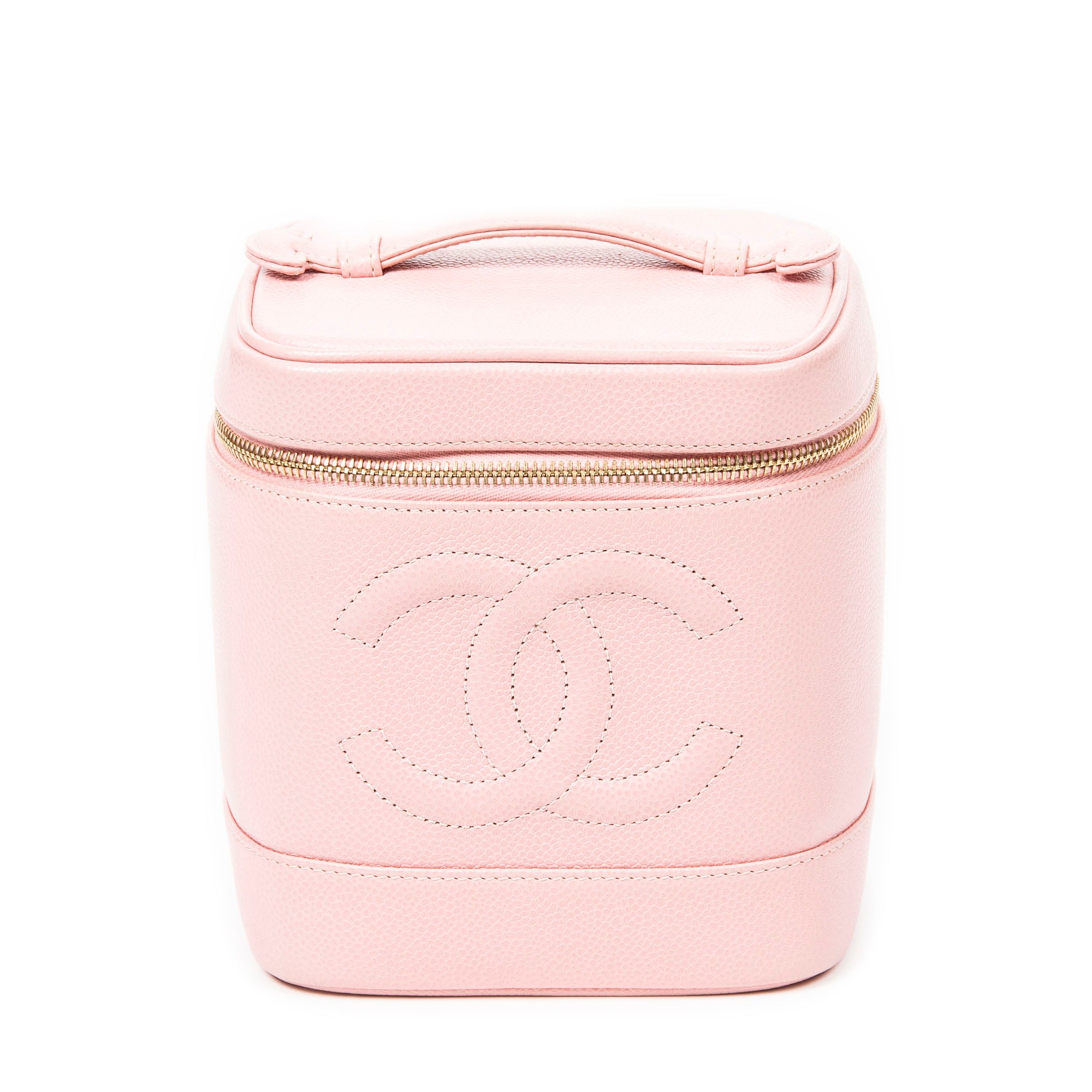 Bolso Neceser Alto Piel Caviar Rosa
