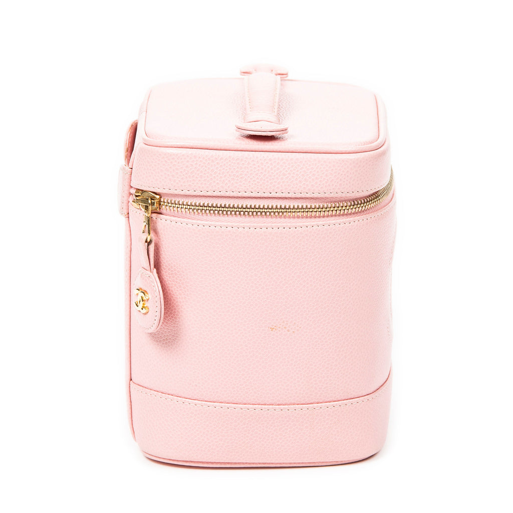 Bolso Neceser Alto Piel Caviar Rosa