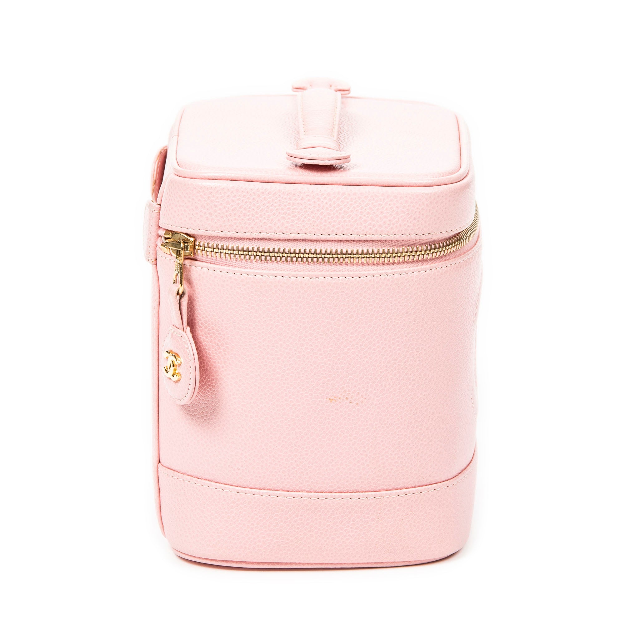 Bolso Neceser Alto Piel Caviar Rosa