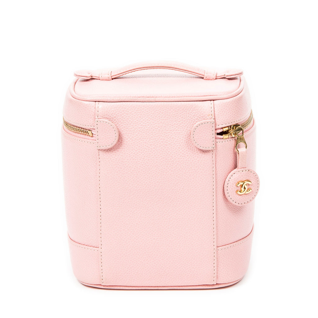 Bolso Neceser Alto Piel Caviar Rosa