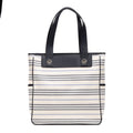Shoulder Bag Medium Vertical Tote Ivory Striped Canvas