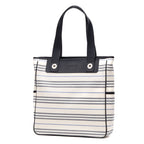 Shoulder Bag Medium Vertical Tote Ivory Striped Canvas