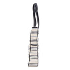 Shoulder Bag Medium Vertical Tote Ivory Striped Canvas