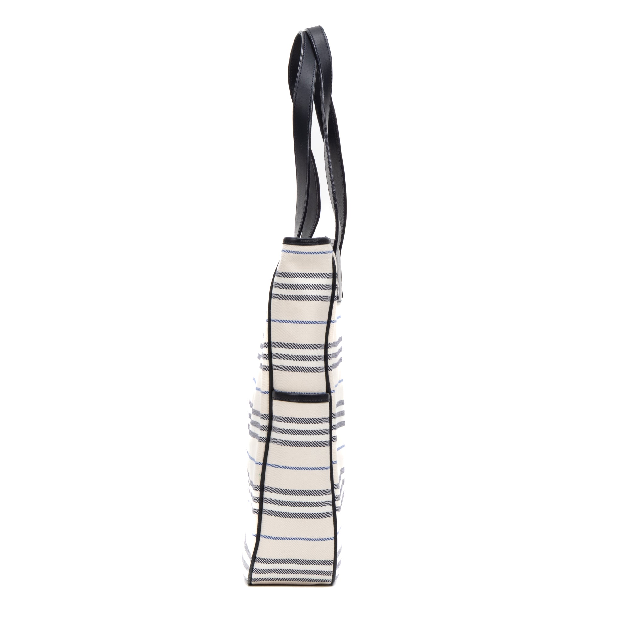 Shoulder Bag Medium Vertical Tote Ivory Striped Canvas
