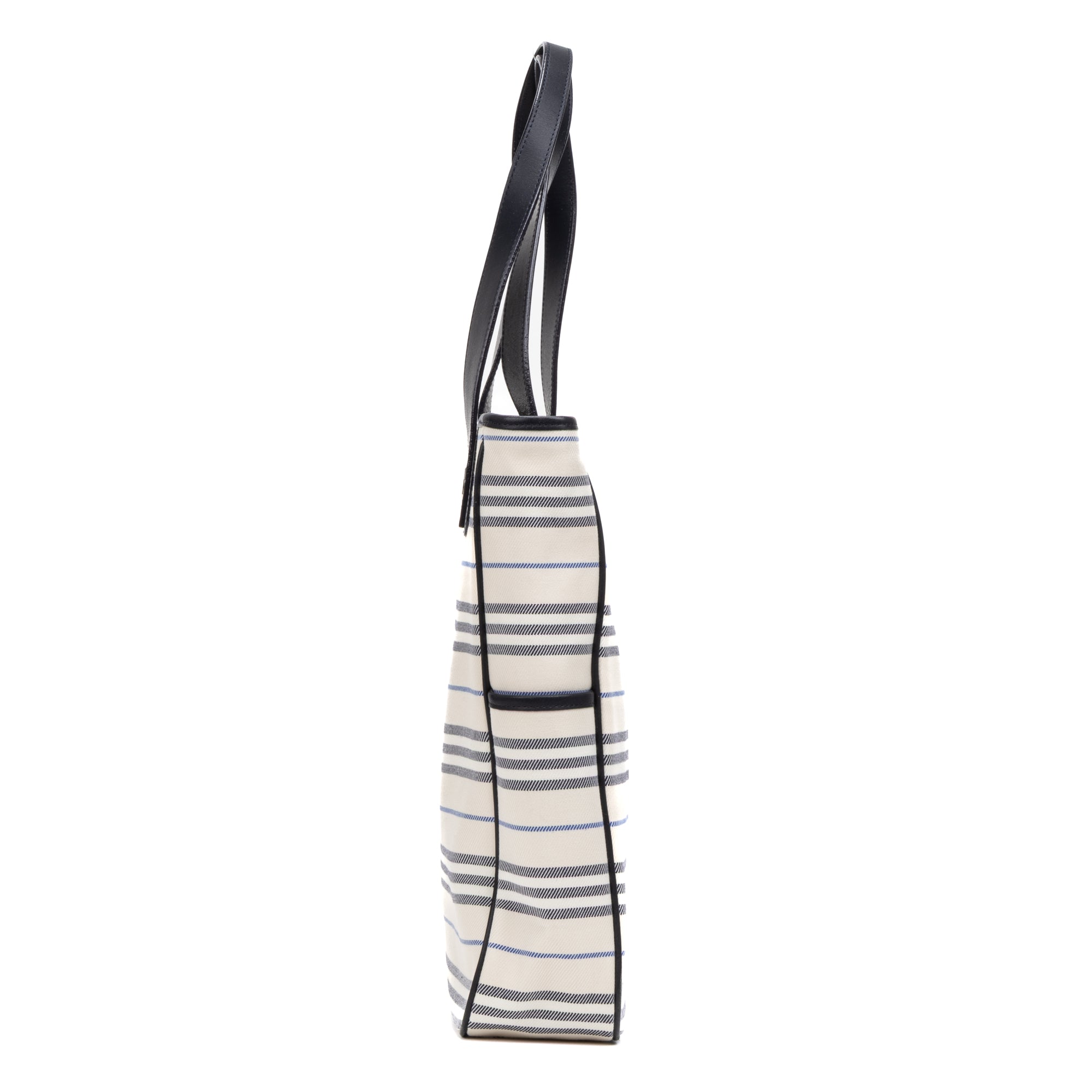 Shoulder Bag Medium Vertical Tote Ivory Striped Canvas