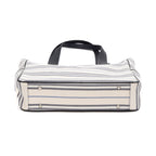 Shoulder Bag Medium Vertical Tote Ivory Striped Canvas