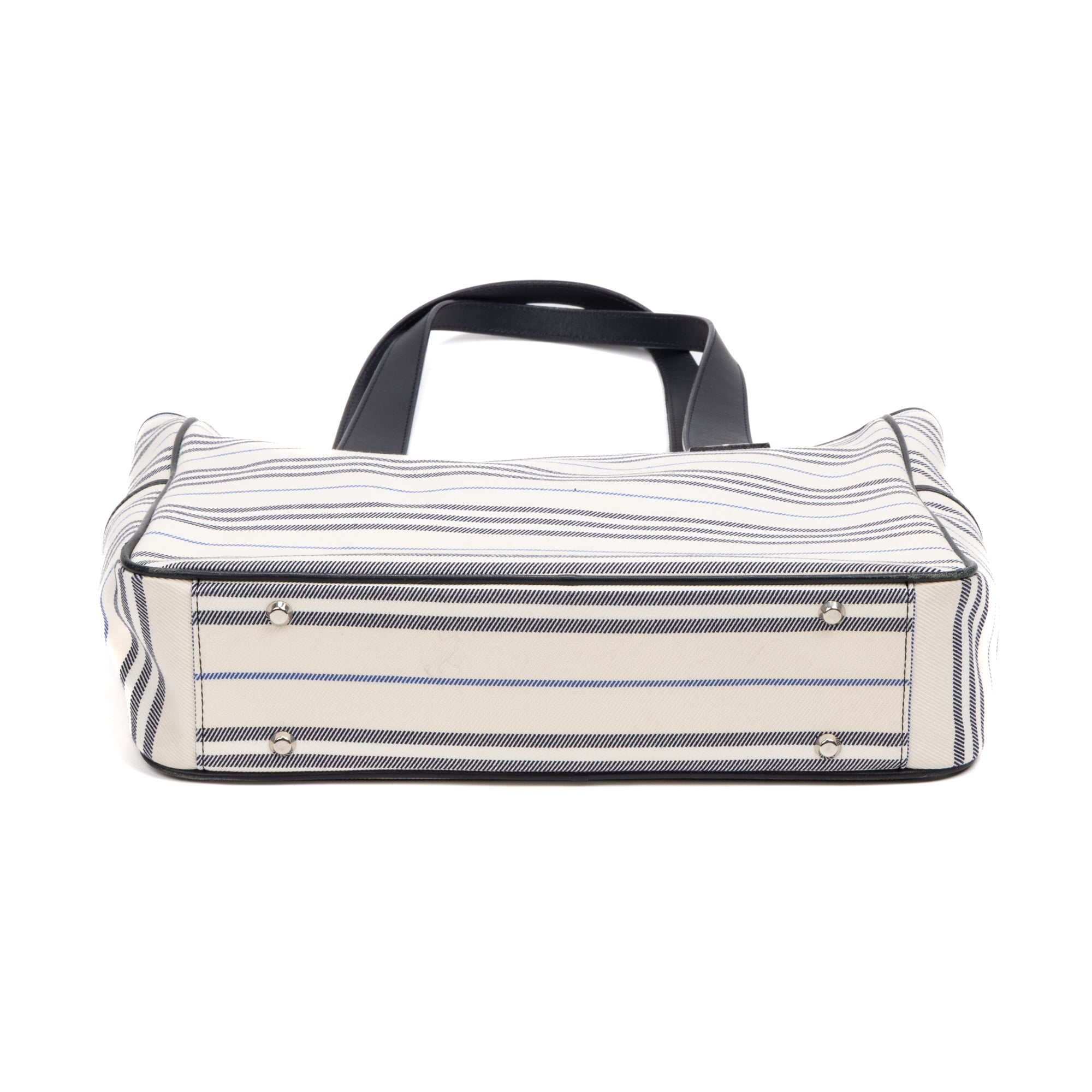 Shoulder Bag Medium Vertical Tote Ivory Striped Canvas