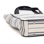 Shoulder Bag Medium Vertical Tote Ivory Striped Canvas