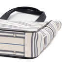Shoulder Bag Medium Vertical Tote Ivory Striped Canvas