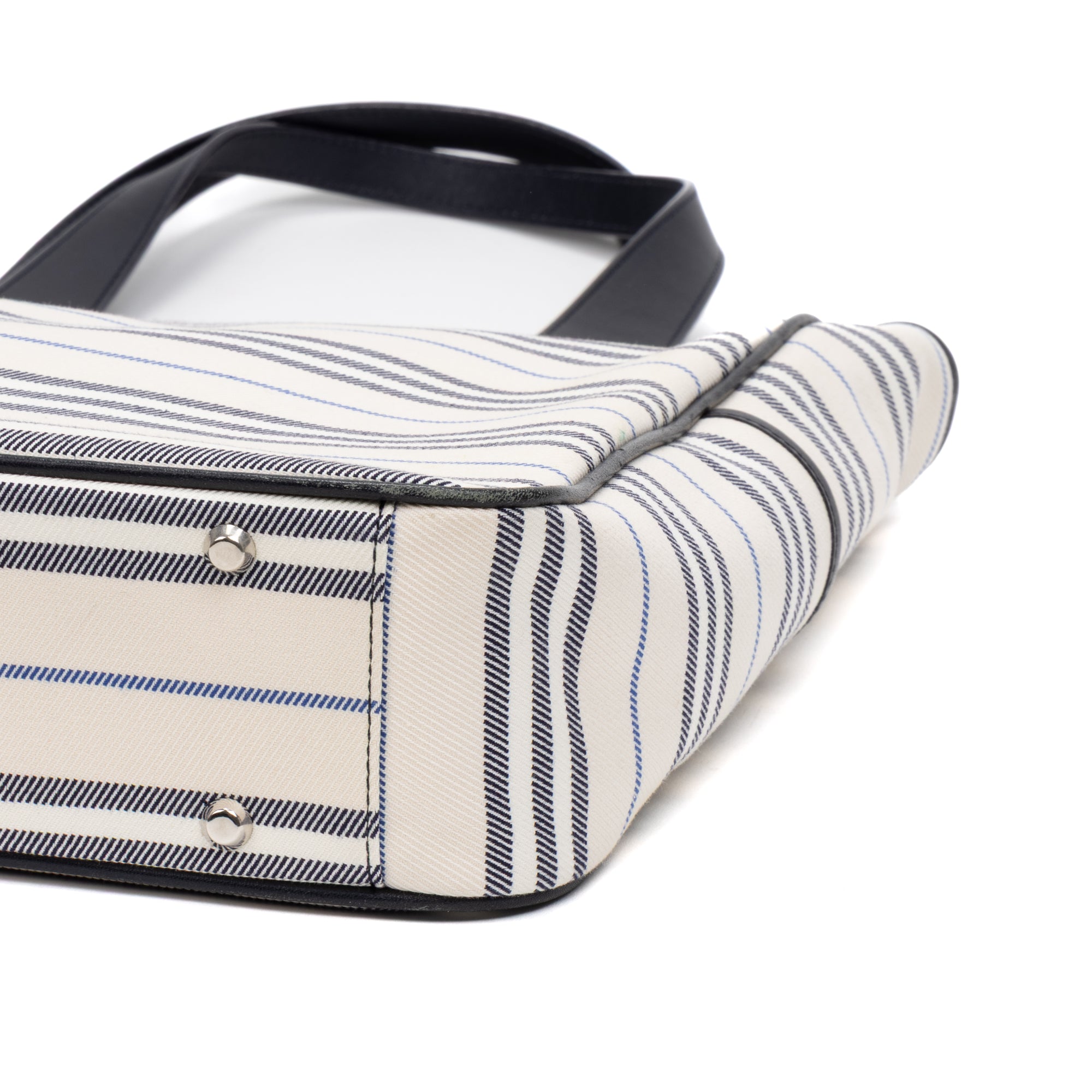 Shoulder Bag Medium Vertical Tote Ivory Striped Canvas