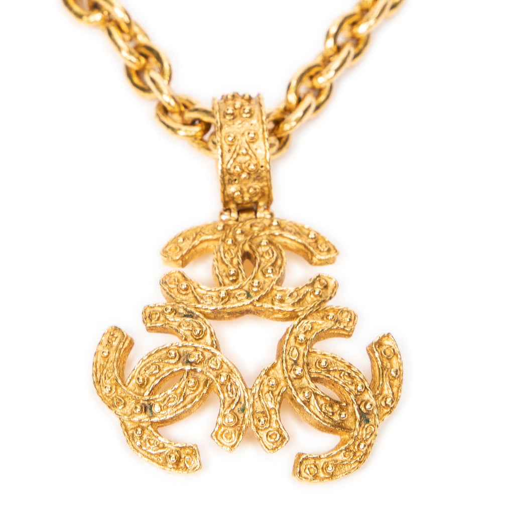 Necklace Triple CC Pendant Necklace Gold Gold Plated