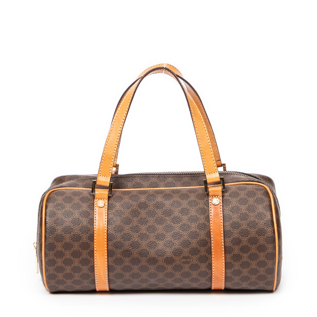 Handbag Small Bowling Bag Brown Macadam Coated Canvas