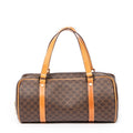Handbag Small Bowling Bag Brown Macadam Coated Canvas