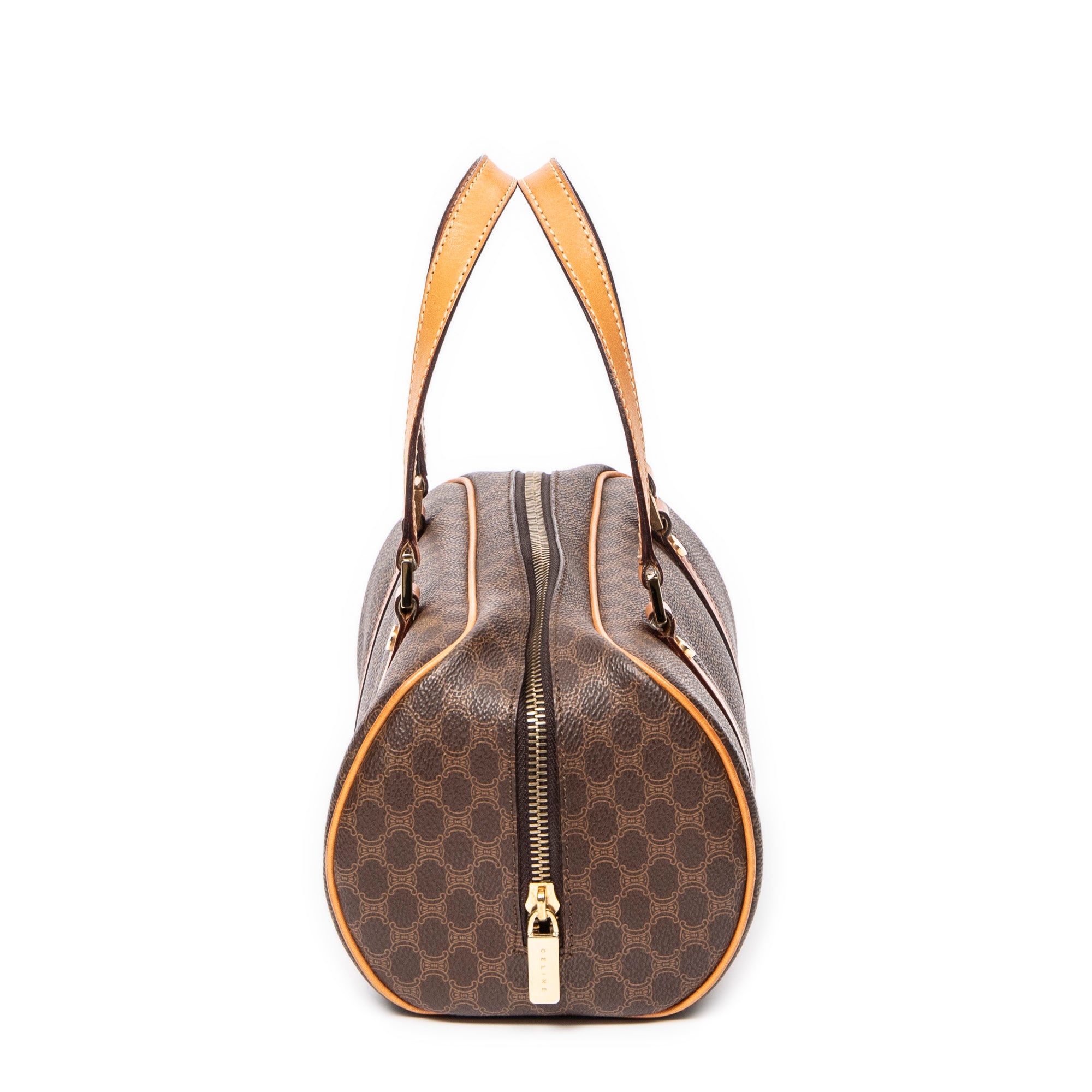 Handbag Small Bowling Bag Brown Macadam Coated Canvas