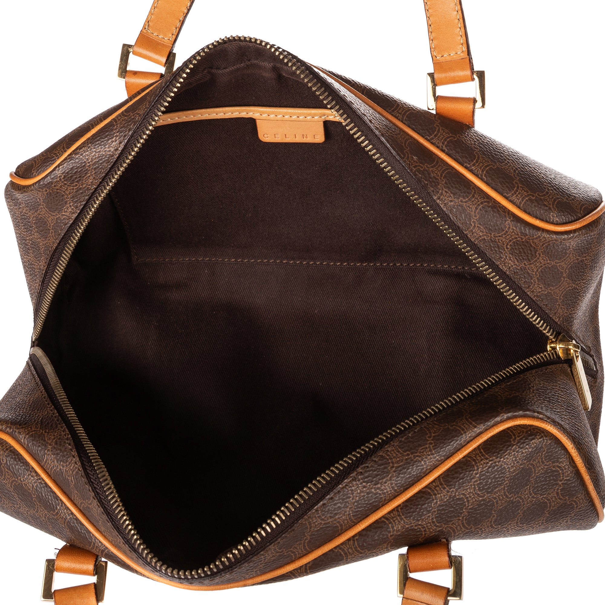 Handbag Small Bowling Bag Brown Macadam Coated Canvas