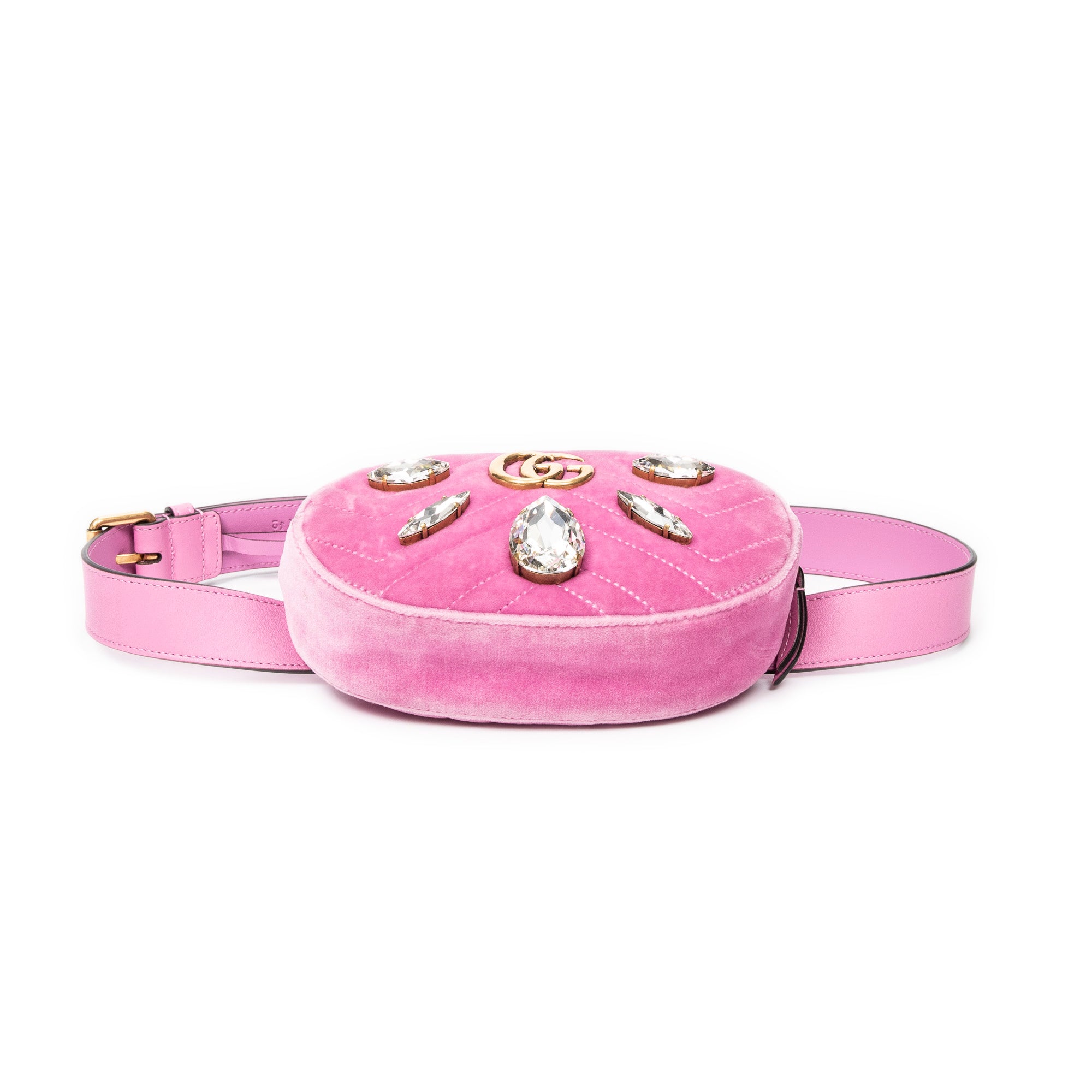 Shoulder Bag Mini Marmont Crystal Embellished Belt Bag Pink Quilted Velvet Canvas
