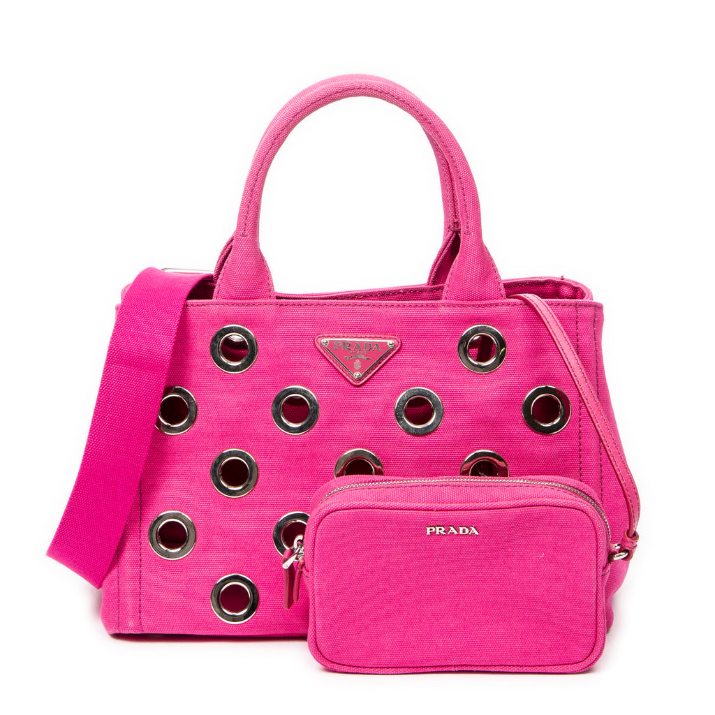 Bolso de hombro pequeño Canapa Tote con ojales Canapa Canvas fucsia