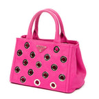 Bolso de hombro pequeño Canapa Tote con ojales Canapa Canvas fucsia