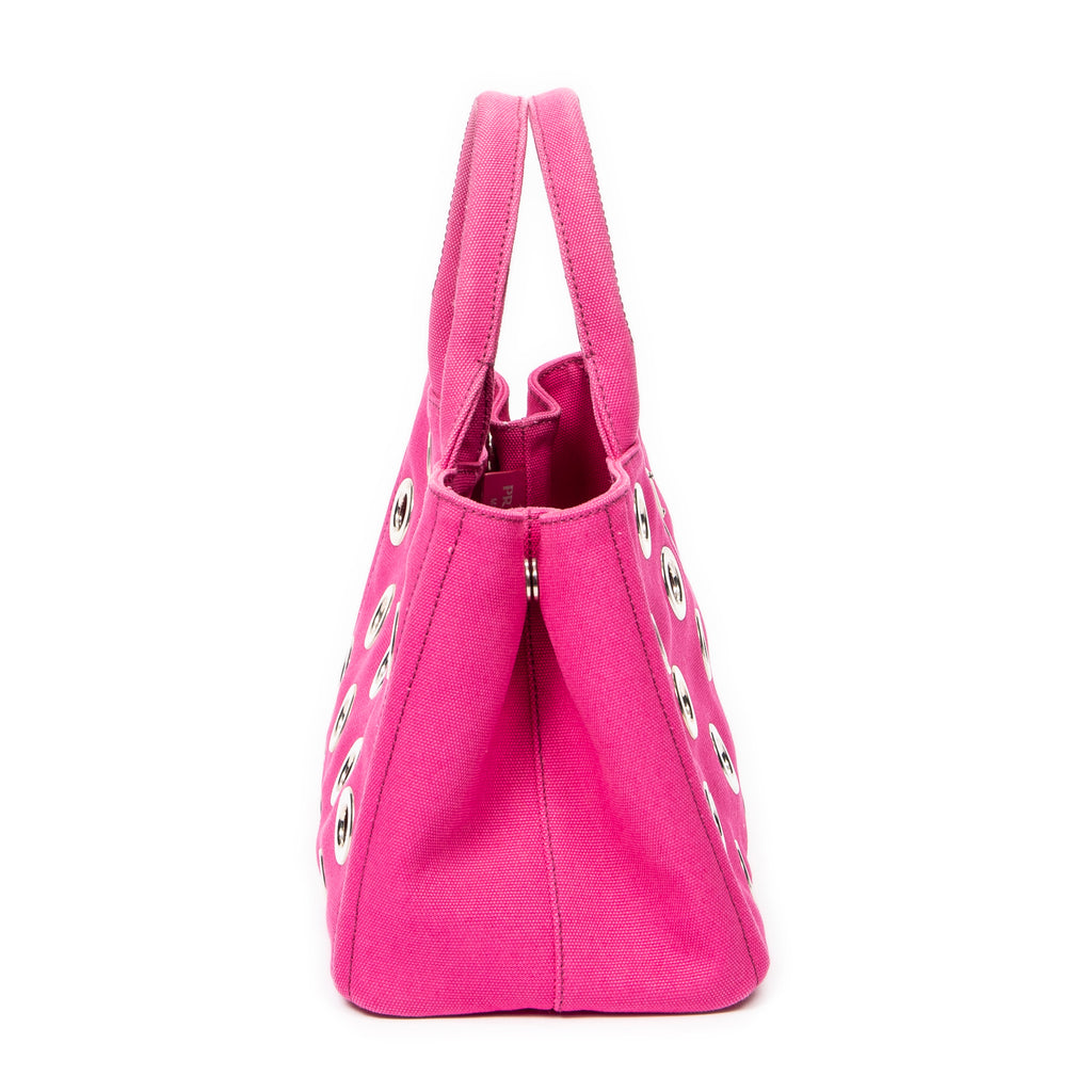 Bolso de hombro pequeño Canapa Tote con ojales Canapa Canvas fucsia