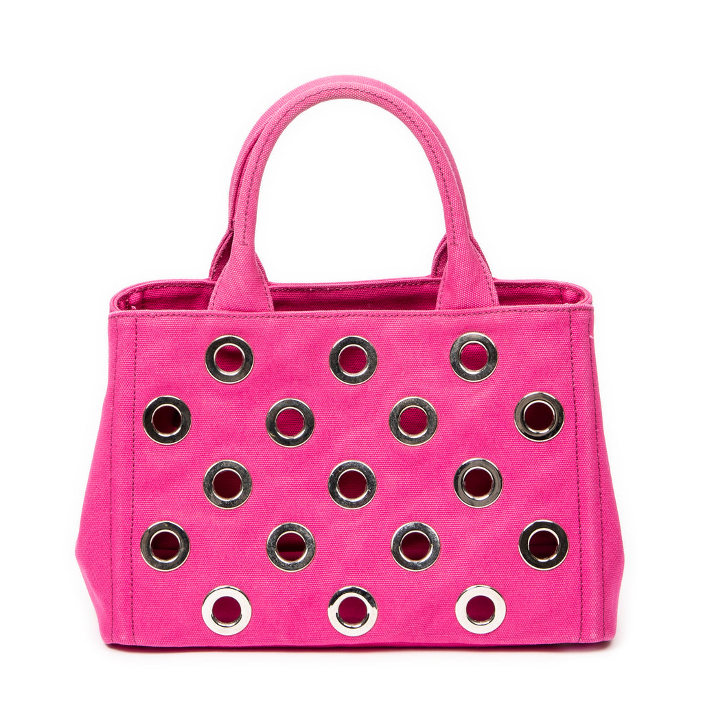 Bolso de hombro pequeño Canapa Tote con ojales Canapa Canvas fucsia