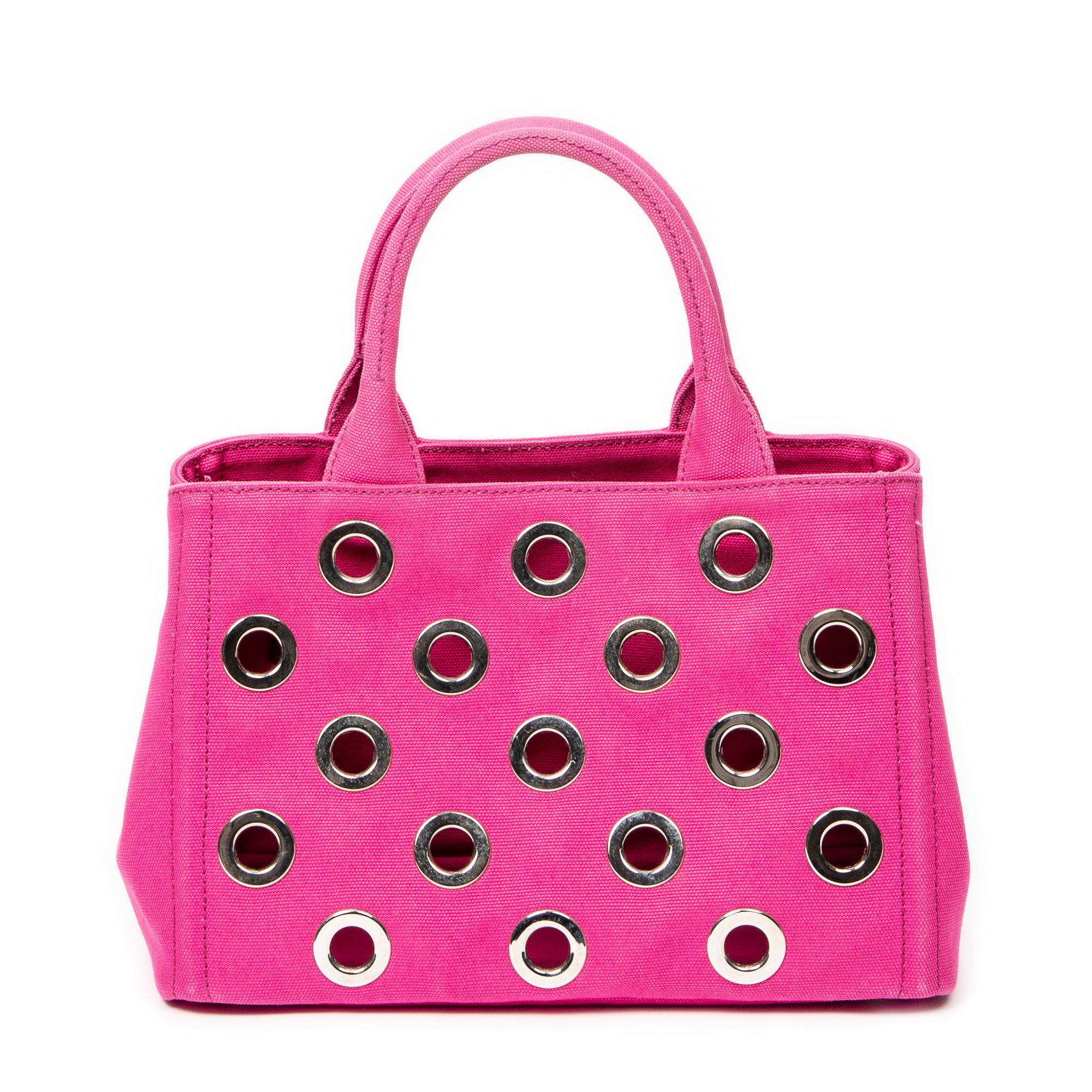 Bolso de hombro pequeño Canapa Tote con ojales Canapa Canvas fucsia