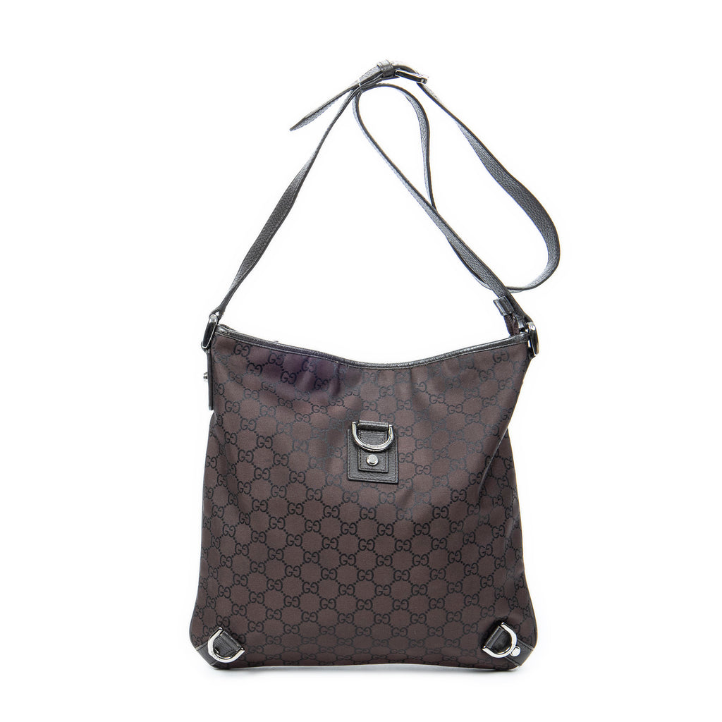 Shoulder Bag Abbey D-Ring Messenger Dark Brown Monogrammed Nylon Canvas