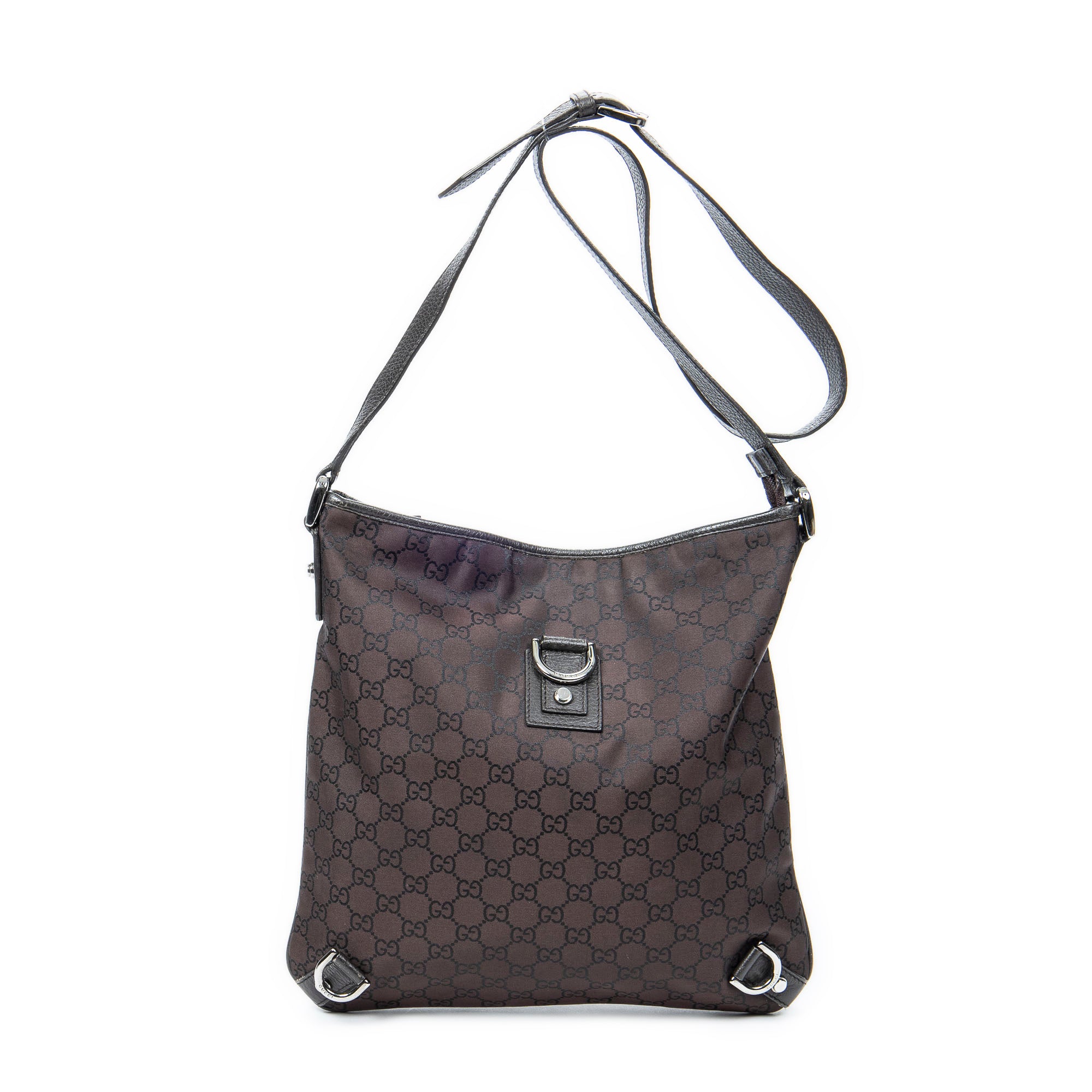 Shoulder Bag Abbey D-Ring Messenger Dark Brown Monogrammed Nylon Canvas