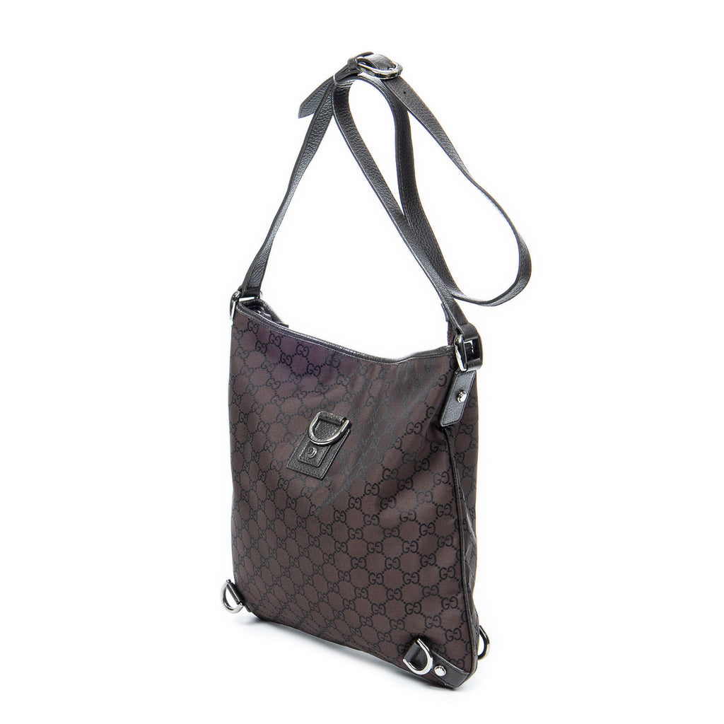 Shoulder Bag Abbey D-Ring Messenger Dark Brown Monogrammed Nylon Canvas