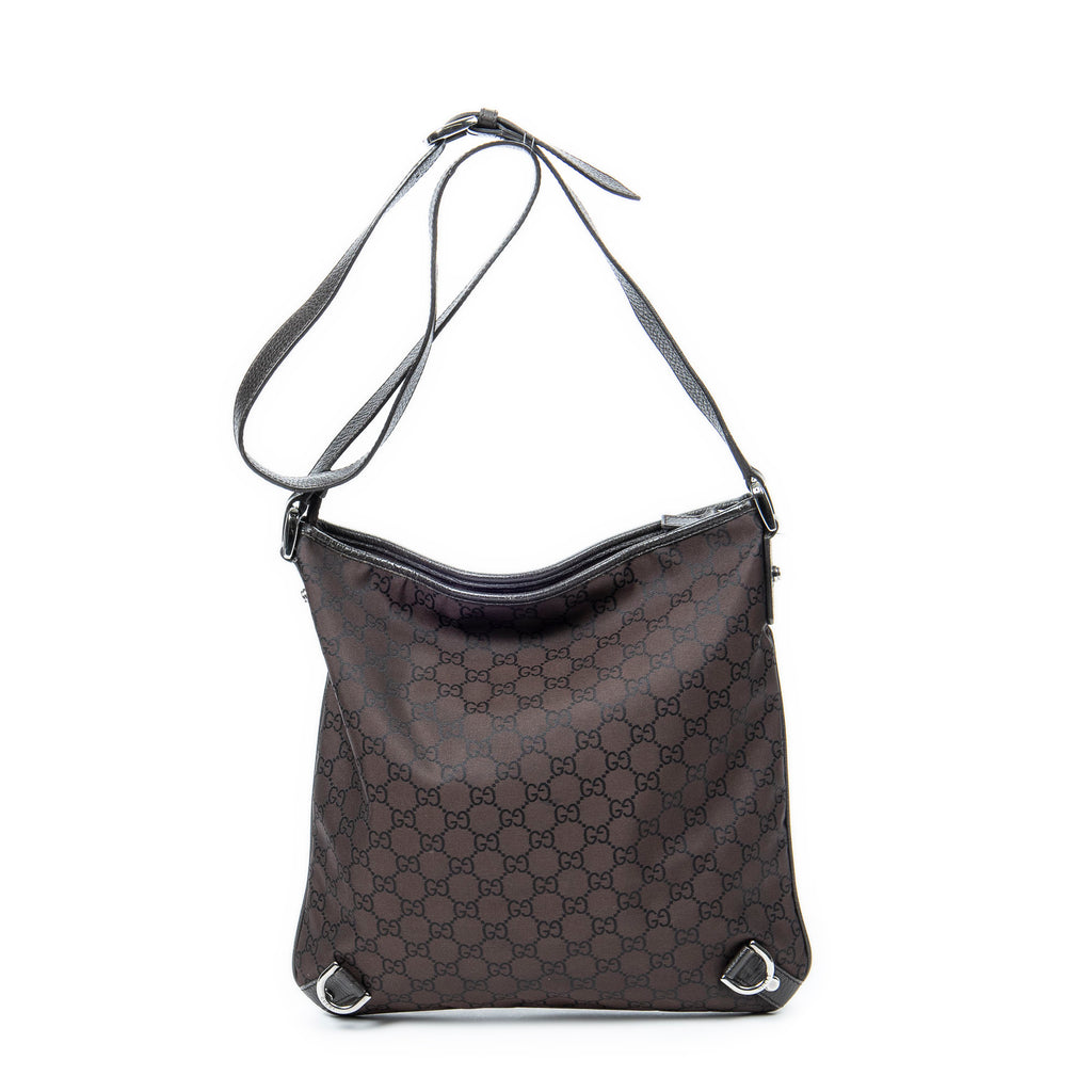 Shoulder Bag Abbey D-Ring Messenger Dark Brown Monogrammed Nylon Canvas