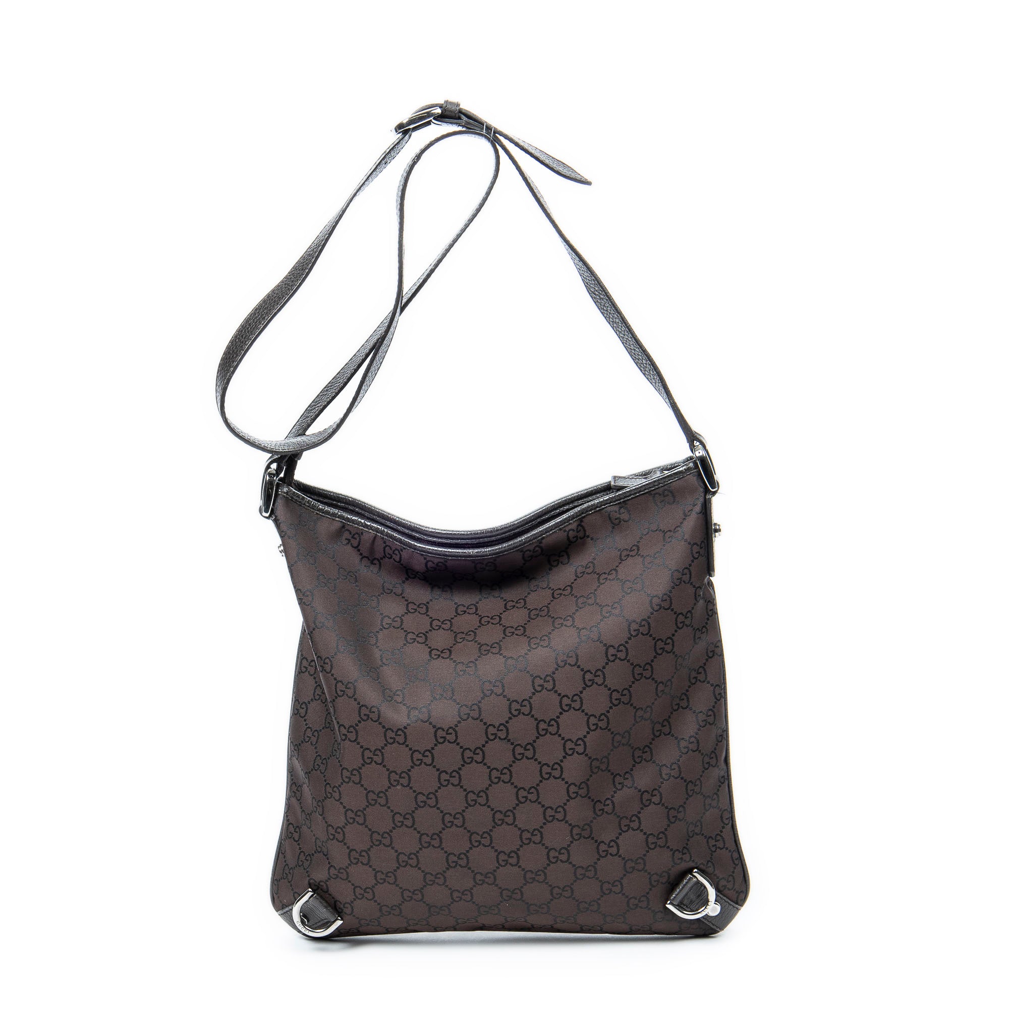 Shoulder Bag Abbey D-Ring Messenger Dark Brown Monogrammed Nylon Canvas