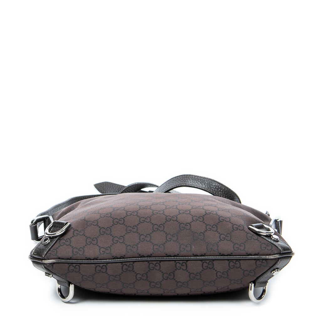 Shoulder Bag Abbey D-Ring Messenger Dark Brown Monogrammed Nylon Canvas