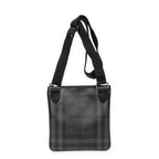 Shoulder Bag Flat Square Messenger Gray Smoked Check Coated Canvas