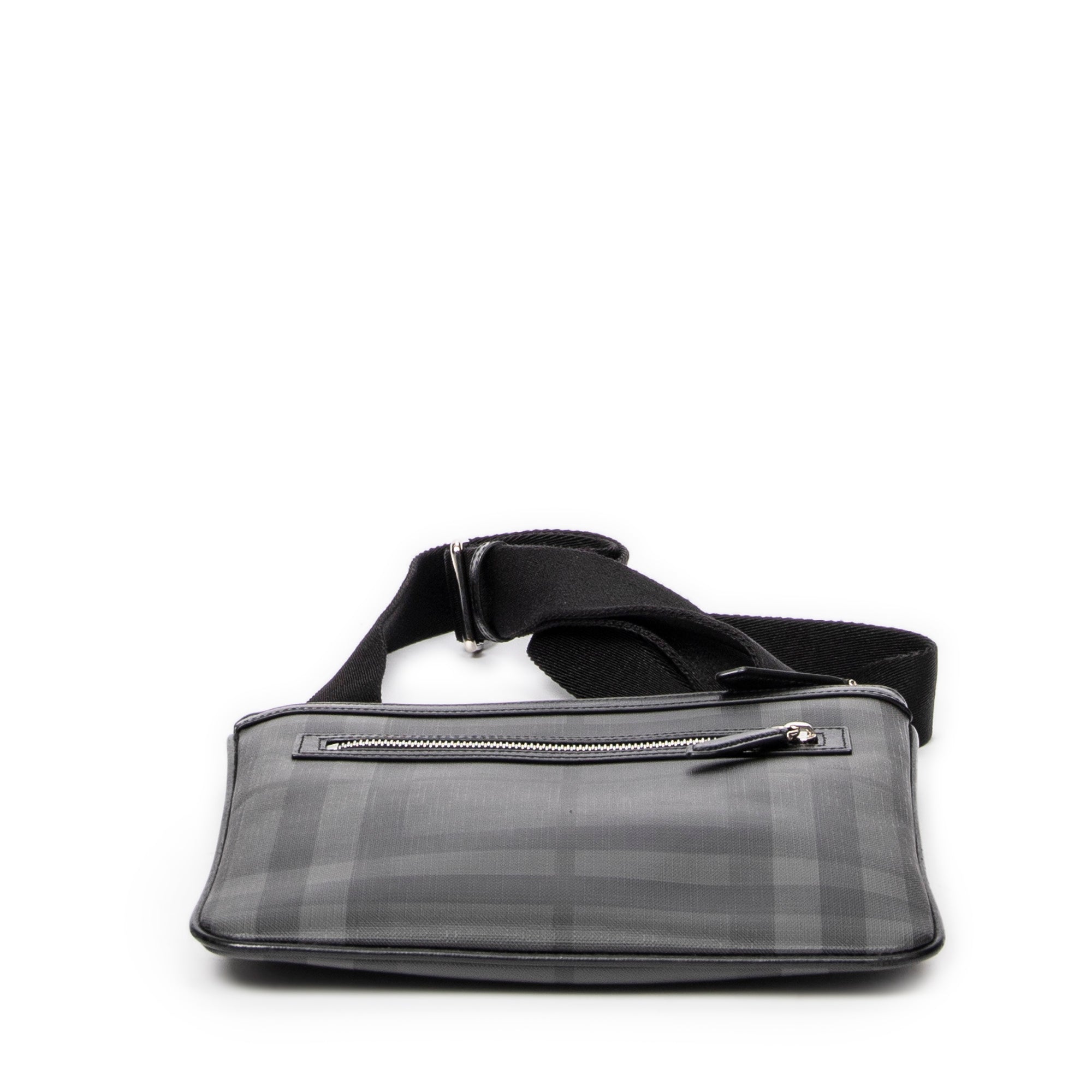 Shoulder Bag Flat Square Messenger Gray Smoked Check Coated Canvas