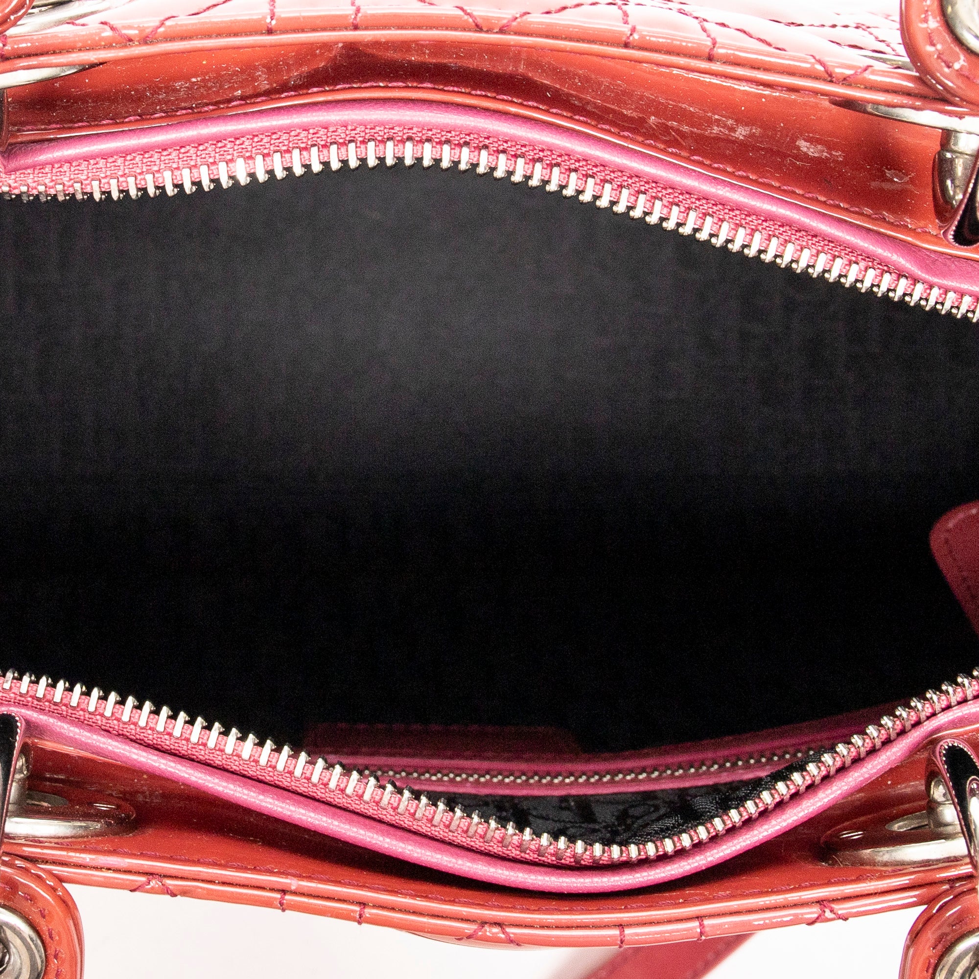 Shoulder Bag Large Lady Dior Zip Red Cannage Patent Leather