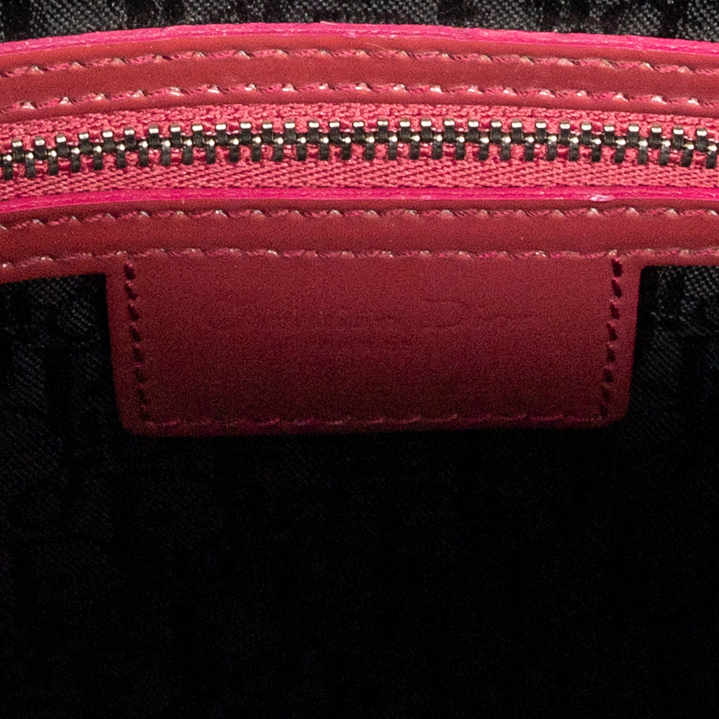 Shoulder Bag Large Lady Dior Zip Red Cannage Patent Leather