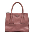 Shoulder Bag Twin Pocket Double Handle Tote Pink Marmo Glace Leather