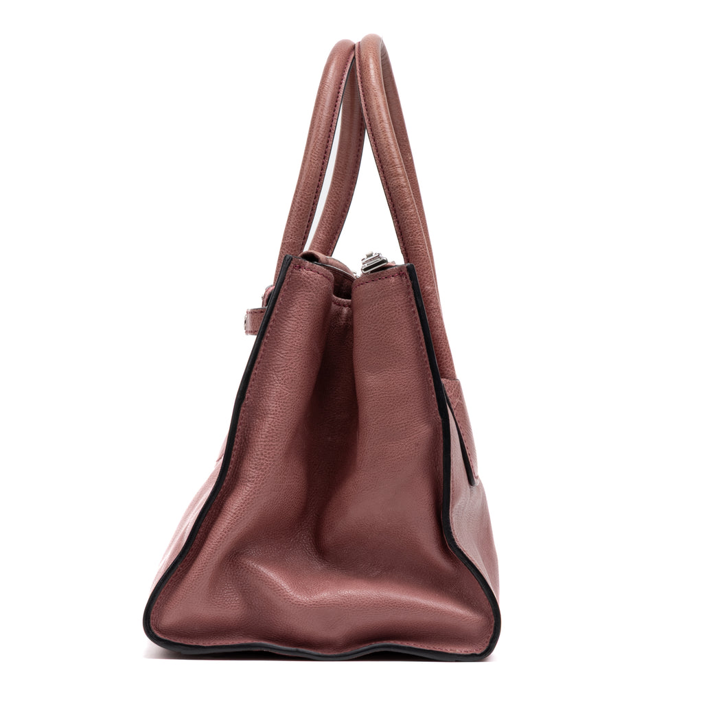 Shoulder Bag Twin Pocket Double Handle Tote Pink Marmo Glace Leather