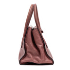Shoulder Bag Twin Pocket Double Handle Tote Pink Marmo Glace Leather