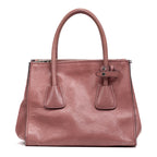 Shoulder Bag Twin Pocket Double Handle Tote Pink Marmo Glace Leather