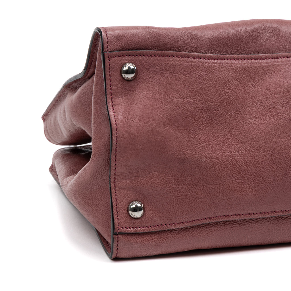 Shoulder Bag Twin Pocket Double Handle Tote Pink Marmo Glace Leather