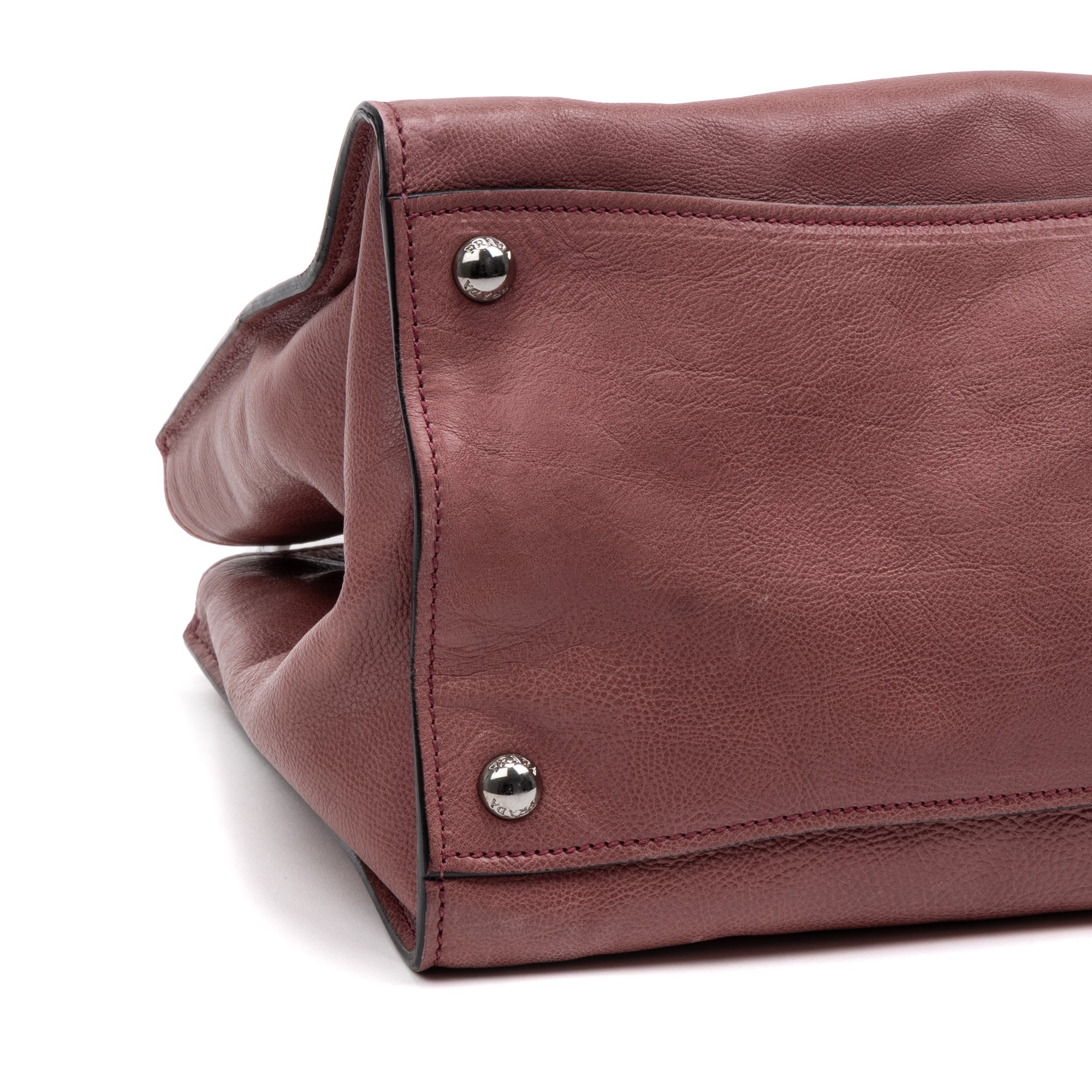 Shoulder Bag Twin Pocket Double Handle Tote Pink Marmo Glace Leather