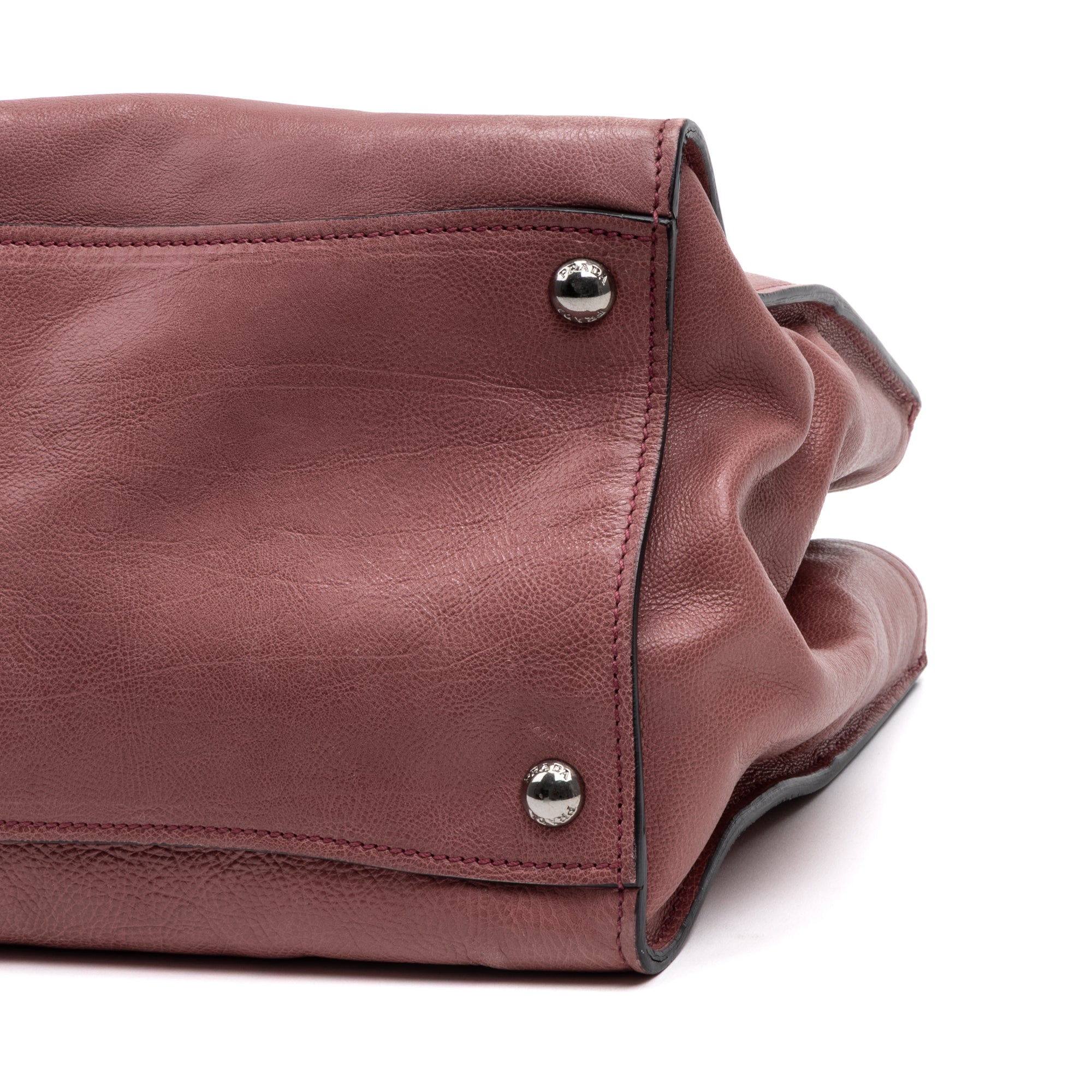 Shoulder Bag Twin Pocket Double Handle Tote Pink Marmo Glace Leather