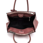 Shoulder Bag Twin Pocket Double Handle Tote Pink Marmo Glace Leather