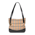 Sac bandoulière cabas Burberrys grand modèle en toile à carreaux Haymarket beige