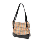 Sac bandoulière cabas Burberrys grand modèle en toile à carreaux Haymarket beige