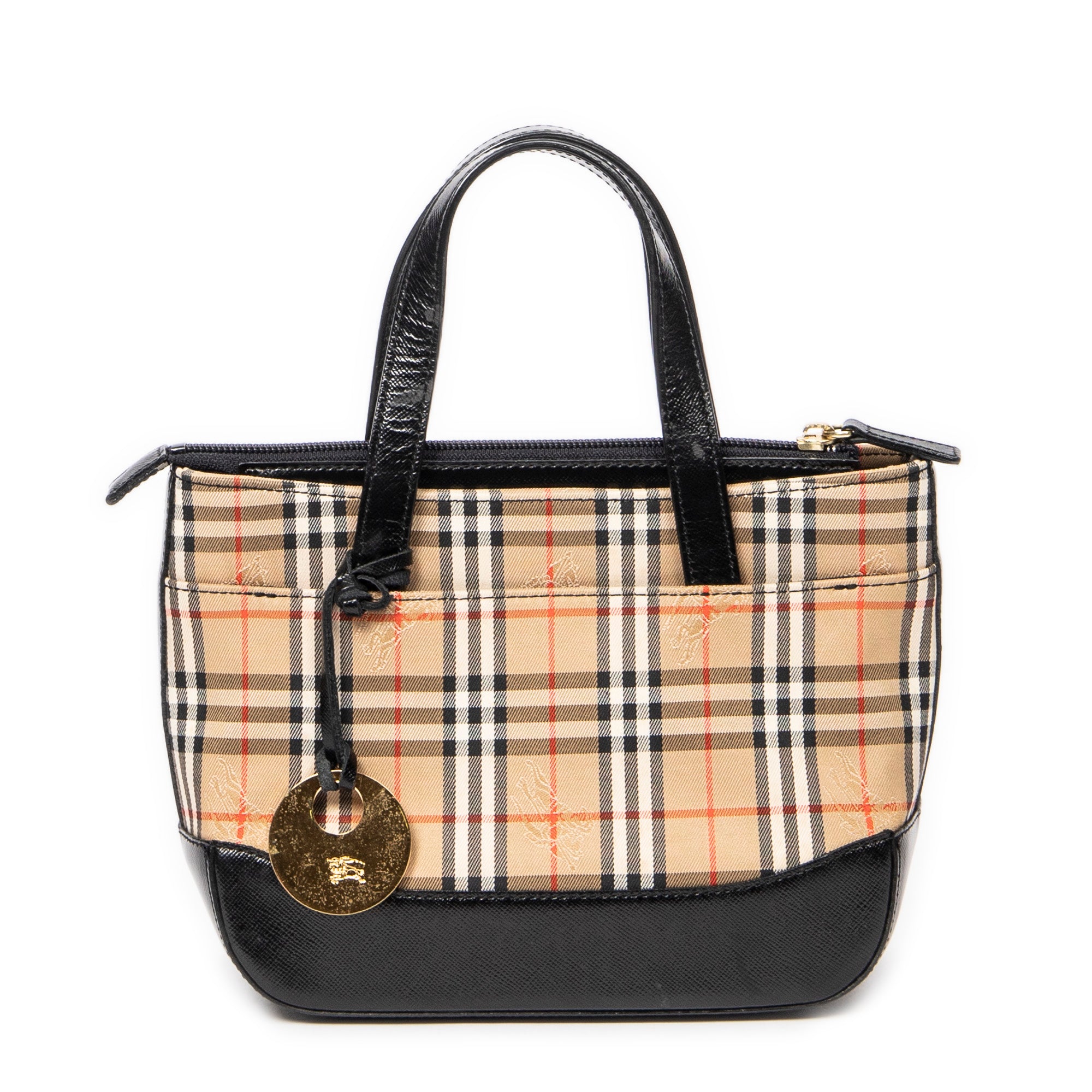 Handbag Small Zip Handbag Beige Haymarket Check Canvas