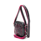 Bolso de Hombro Mini Anagrama Borla Cruzado Piel de Becerro Negra