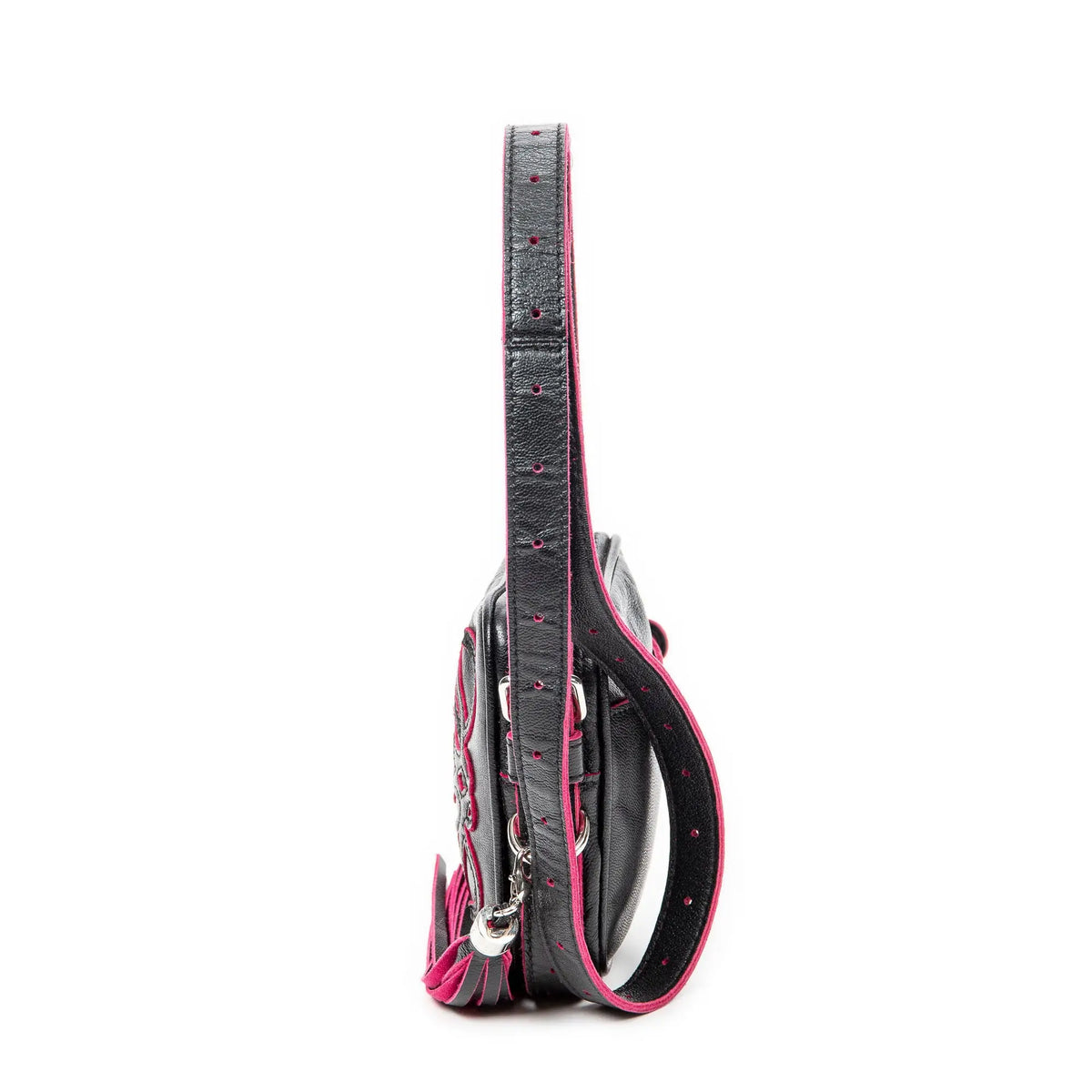 Sac Bandoulière Mini Anagram Pompon Bandoulière Cuir de Veau Noir