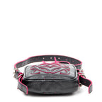 Bolso de Hombro Mini Anagrama Borla Cruzado Piel de Becerro Negra
