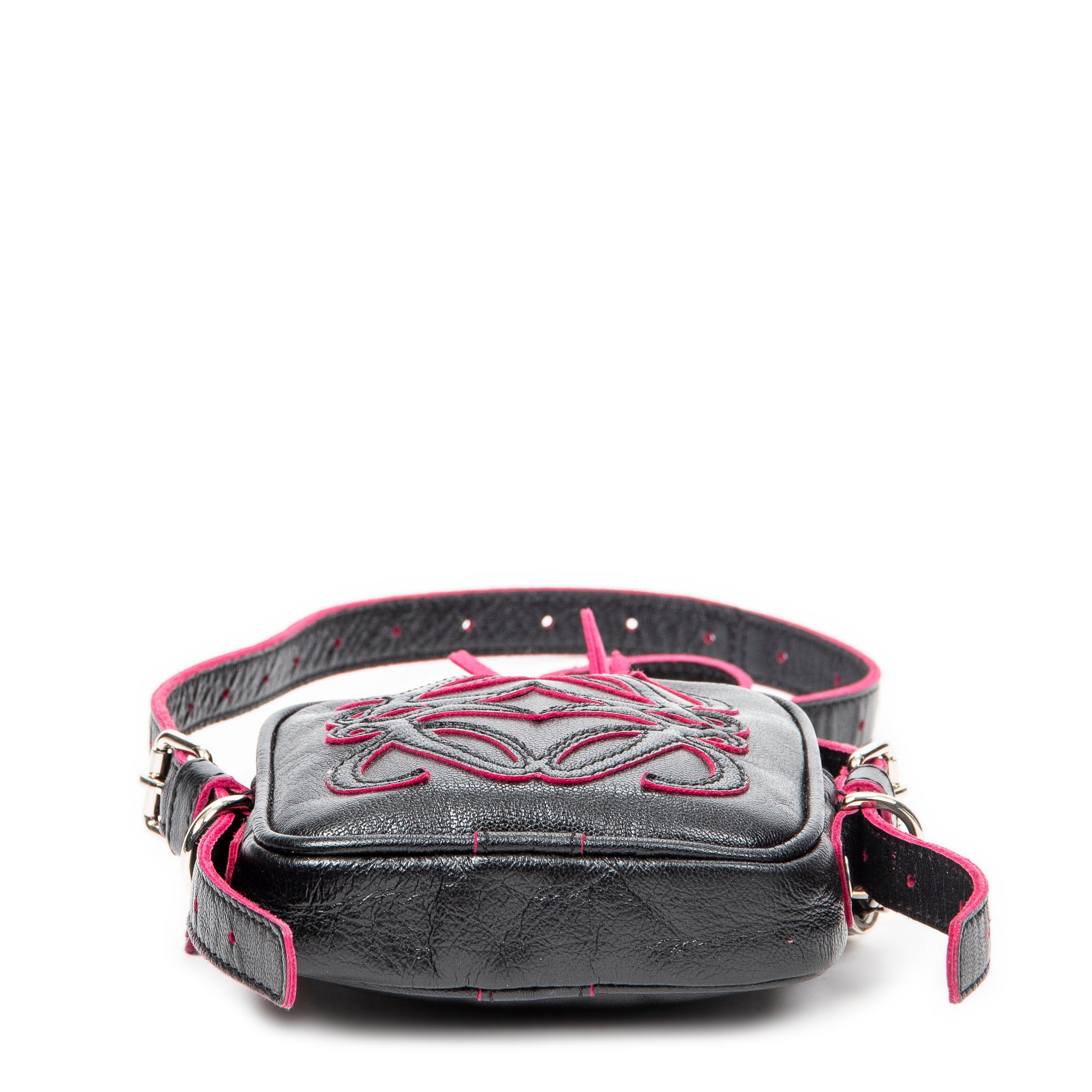 Bolso de Hombro Mini Anagrama Borla Cruzado Piel de Becerro Negra